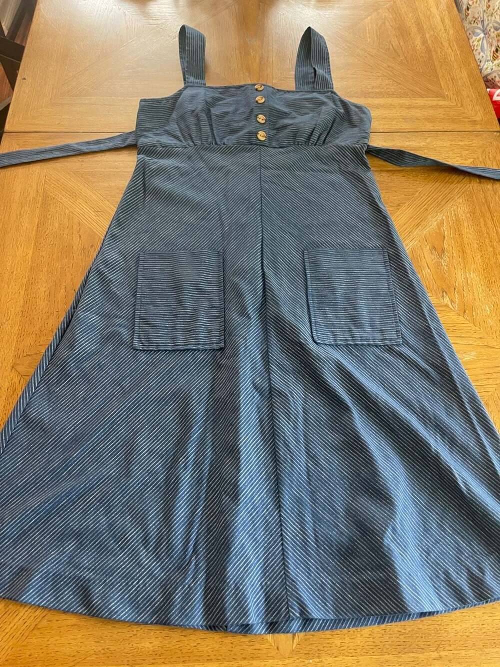 Vintage 70s Prairie Pinafore Dress Union Made USA Cottagecore Folk Midi XS S - Picture 9 of 11